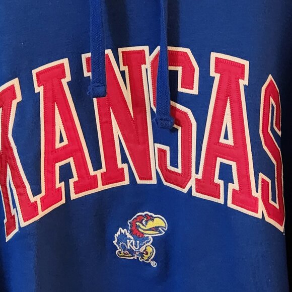 Kansas Jayhawks Hoodie Sweatshirt XL J. America Sewn Stitched Embroidered Logo - Picture 2 of 8